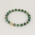 Tourmaline beaded stretch bracelet with dark green natural stones and gold hollow charm - Tree Agate