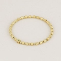Golden beaded bracelet featuring textured spheres and a gemstone-inlaid cube pendant - Gold Round Bead (4mm)
