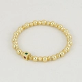 Handmade beaded tourmaline style bracelet with 18K gold-plated finish and gemstones - Gold Round Bead (6mm)