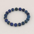 Lapis Lazuli Beaded Bracelet with Gold Spacers Elastic Gemstone Jewelry for Women Men Gift - Lapis Lazuli Gold Style