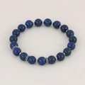 Lapis lazuli beaded bracelet with silver spacers, elegant elastic gemstone jewelry item. - Lapis Lazuli Silver Style