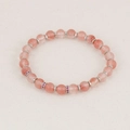 Roze halfedelstenen kralenarmband met zilveren tussenringen en kristallen ringen - Zilver - Rozenkwarts Stijl