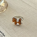 Exquisite wooden rocking horse ring in silver with sparkling zircons and open band - Wooden Horse Ring