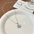 Elegante rotierende Schneeflocke Halskette in Silber mit rosa Zirkonia Stein - Rosa