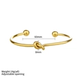 Verstelbare gouden roestvrijstalen knooparmband met bolletjes en 60 mm diameter - Goud Twist Knoop Open (E-69)