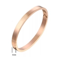 Polished 6mm rose gold stainless steel hinged bangle with minimalist flat design - 6mm / Rose Gold