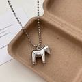 Unique silver horse pendant necklace with beaded ball chain in a minimalist design - Horse Ball Chain Necklace