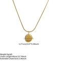 Goudkleurige titanium ketting met onregelmatige ronde hanger en geborstelde textuur - Gouden Ovale Boon (5g)