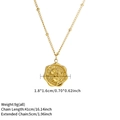 Gouden ketting met bloemreliëf hanger, onregelmatige randen en kralen details - Gouden Perzikbloesem (9g)