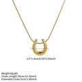 Minimalistische gouden hoefijzer hanger ketting van titanium staal met maten en kettinglengte - Gouden U-vorm (6g)
