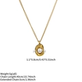 Gouden titanium stalen ketting met lava hanger en een centrale witte ronde parel - Gouden Onregelmatige Kunstmatige Parel (5g)