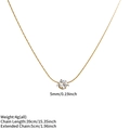Minimalistische gouden titanium ketting met een 5mm ronde zirkonia hanger - Gouden Zes-klauw Rhinestone (4g)