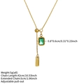 Goudkleurige titanium stalen ketting met rechthoekige groene edelsteen en verstelbare ketting - Groene Zirkoon (5g)