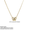 Gouden vlinderketting met witte schelp inlay en verstelbare ketting van 40 cm - Gouden Vlinder Parelmoer (3g)