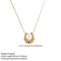 Hoefijzer ketting van titaniumstaal met parelhanger in gouden afwerking, 4,6 g - Gouden U-vorm Kunstmatige Parel (4.6g)