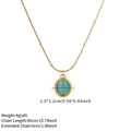 Minimalistische gouden titanium ketting met blauwe opaal hanger en kralen slangenketting - Titanium Kattenoog (4g)