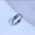 Elegante zilveren titanium stalen eternity ring met vierkant geslepen zirkonia steen - US 6 / Zilver Enkele Rij Strass Ring