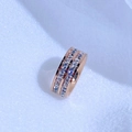 Elegante roségouden titanium stalen ring met dubbele rij sprankelende kristallen. - US 6 / Roségoud Dubbele Rij Strass Ring