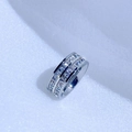 Zilveren titaniumstalen ring met een dubbele rij vierkant geslepen zirkonia steentjes - US 6 / Zilver Dubbele Rij Strass Ring