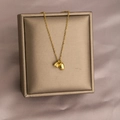 Elegant gold titanium steel necklace with double lily of the valley floral pendants - Gold Lotus Seed Necklace