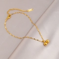 Minimalistische 18k gouden enkelband met kralen en elegante schakelketting voor dames - Ronde Kralen Enkelband