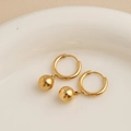 Orecchini a cerchio vintage in acciaio inossidabile dorato con ciondoli a sfera rotonda - Stile Sfera d'Oro Solido Geometrico
