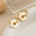 Boucles d'oreilles créoles dorées en acier inoxydable avec charme fleur évidé - Style Tournesol Creux Doré