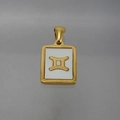 Gemini Sternzeichen Anhänger aus 18K vergoldetem Edelstahl mit weißem Muscheleinlage - Zwillinge