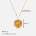 Golden Taurus zodiac relief necklace in stainless steel with elegant bead chain - Taurus