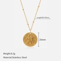 Golden Gemini zodiac relief pendant on a beaded stainless steel chain for women - Gemini