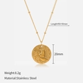 Collier pendentif Lion en acier inoxydable doré avec détails en relief du soleil et étoiles - Lion