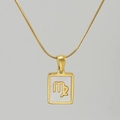 18K gold stainless steel Virgo zodiac necklace with white shell pendant and snake chain - Virgo