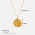 Collier Balance en acier inoxydable doré avec pendentif relief et chaîne perlée - Balance