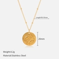 Collier pendentif zodiaque Poissons en acier inoxydable doré avec chaîne à billes - Poissons