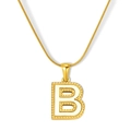 Elegant 18K gold-plated letter B necklace with white inlay and gold bead edge finish - Letter B Style - Snake Chain (S-P003-B) / 18K Gold