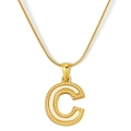 18K gold plated letter C pendant necklace with white shell inlay and sleek snake chain - Letter C Style - Snake Chain (S-P003-C) / 18K Gold