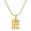 Collar vintage chapado en oro de 18K con colgante letra E e incrustación de nácar blanco - Estilo Letra E - Cadena de Serpiente (S-P003-E) / Chapado en oro 18K
