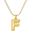 Collar de cadena de serpiente bañada en oro 18K con colgante letra F en esmalte blanco - Estilo Letra F - Cadena de Serpiente (S-P003-F) / Chapado en oro 18K