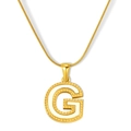 Collar de acero de titanio dorado con colgante letra G e incrustación de nácar - Estilo Letra G - Cadena de Serpiente (S-P003-G) / Chapado en oro 18K