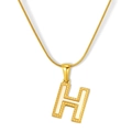 Collar de acero de titanio dorado con un colgante de letra H en nácar blanco fino - Estilo Letra H - Cadena de Serpiente (S-P003-H) / Chapado en oro 18K