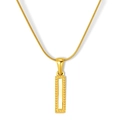 Collar dorado con colgante rectangular de nácar blanco y cadena de serpiente fina - Estilo Letra I - Cadena de Serpiente (S-P003-I) / Chapado en oro 18K