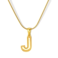 Collar de oro de 18K con letra J, incrustación de nácar y cadena de serpiente fina - Estilo Letra J - Cadena de Serpiente (S-P003-J) / Chapado en oro 18K