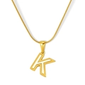 Collar de acero chapado en oro 18K con colgante letra K de esmalte blanco - Estilo Letra K - Cadena de Serpiente (S-P003-K) / Chapado en oro 18K