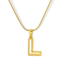 Collar dorado con colgante letra L, incrustación de concha blanca y cadena de serpiente - Estilo Letra L - Cadena de Serpiente (S-P003-L) / Chapado en oro 18K