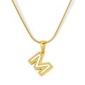 Elegante collar bañado en oro 18K con colgante letra M de nácar y cadena de serpiente - Estilo Letra M - Cadena de Serpiente (S-P003-M) / Chapado en oro 18K