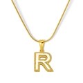 Collar chapado en oro de 18K con colgante de letra R de concha blanca y cadena de serpiente - Estilo Letra R - Cadena de Serpiente (S-P003-R) / Chapado en oro 18K