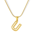 Collar dorado chapado en oro 18K con colgante letra U de nácar blanco y cuentas - Estilo Letra U - Cadena de Serpiente (S-P003-U) / Chapado en oro 18K