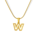 Collar de letra W bañado en oro 18K con nácar blanco e incrustaciones de cuentas - Estilo Letra W - Cadena de Serpiente (S-P003-W) / Chapado en oro 18K