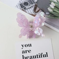 Pink purple butterfly hair claw clip with iridescent pearlescent finish for women - Colorful Purple