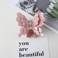 Pink marble texture acetate double layer butterfly hair claw clip with gold spring - Dusky Pink